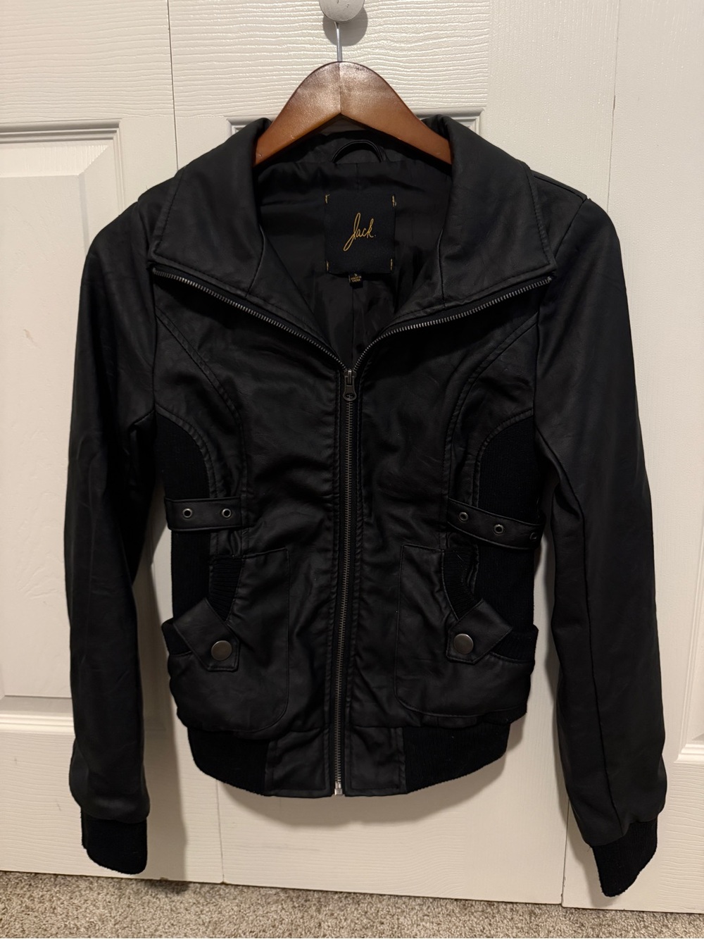 Jack Faux Leather Bomber Jacket